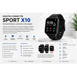 Montre Connectée Sport X10 - Suivi activité, GPS et notifications